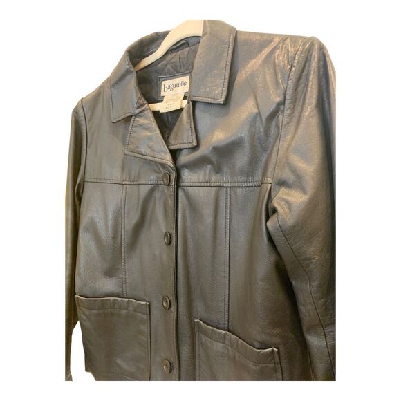 Bagatelle VTG Button Down Boxy Leather Jacket Coat Black Sz M - Picture 3 of 7